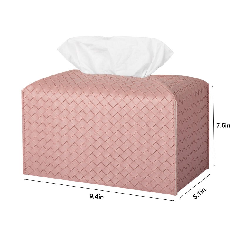 zoocatia Tissue Box Cover Rectangle PU Leather Tissue Holder Facial Tissue Case Paper Organizer Dispenser for Bathroom  Vanity  Countertop  Tabletop  Car  Office  Pink - Image 4